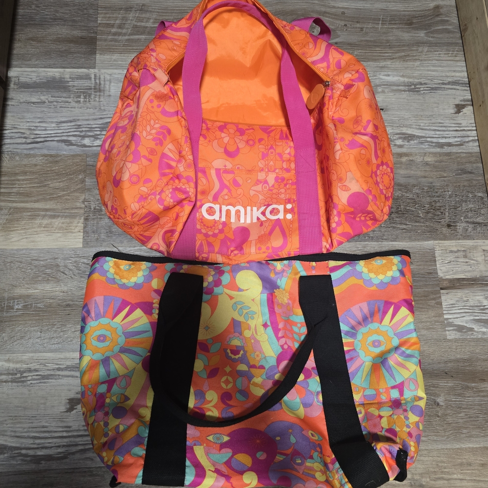 Amika Vibrant Orange and Pink Bags